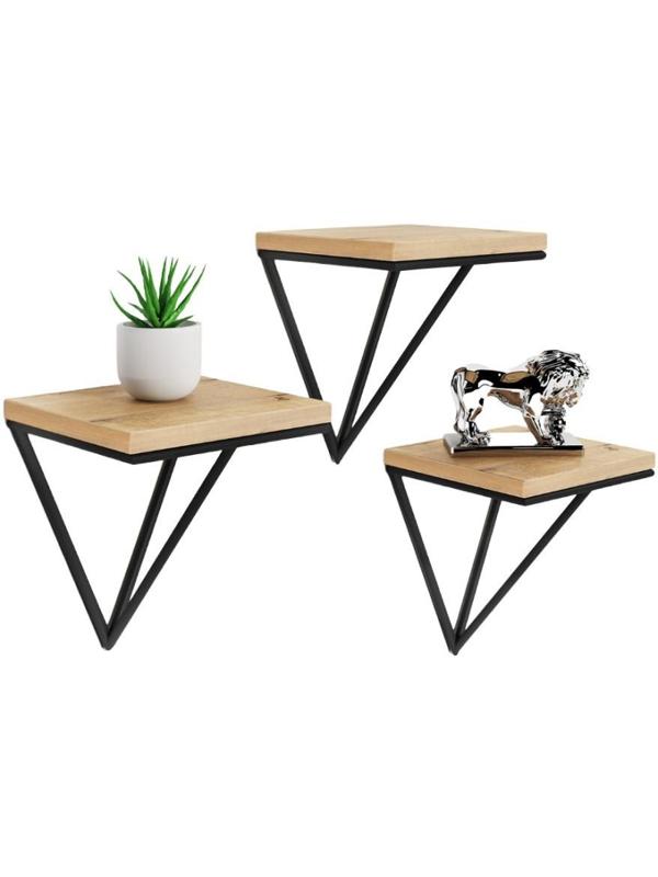 Полка KD настенная Калипсо-1, 1 ярус. каркас черный/ЛДСП дуб буратти