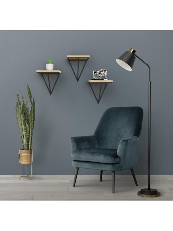 Полка KD настенная Калипсо-1, 1 ярус. каркас черный/ЛДСП дуб буратти