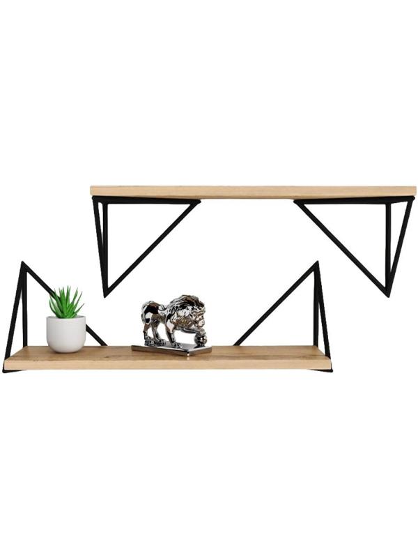 Полка KD настенная Калипсо-6, 1 ярус. каркас черный/ЛДСП дуб буратти