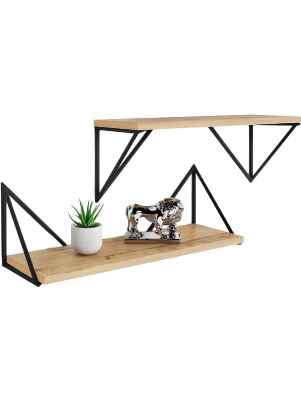 Полка KD настенная Калипсо-6, 1 ярус. каркас черный/ЛДСП дуб буратти