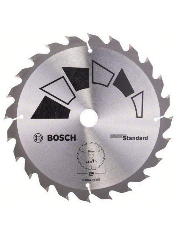 Диск пильный по дереву BOSCH STANDARD GT WO d190х20/16мм, 24зуб(2609256818)