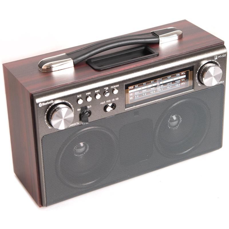 Радиоприемник БЗРП РП-322,УКВ64-108МГц,бат4xR20,220V,ак1400mA,USB/SD