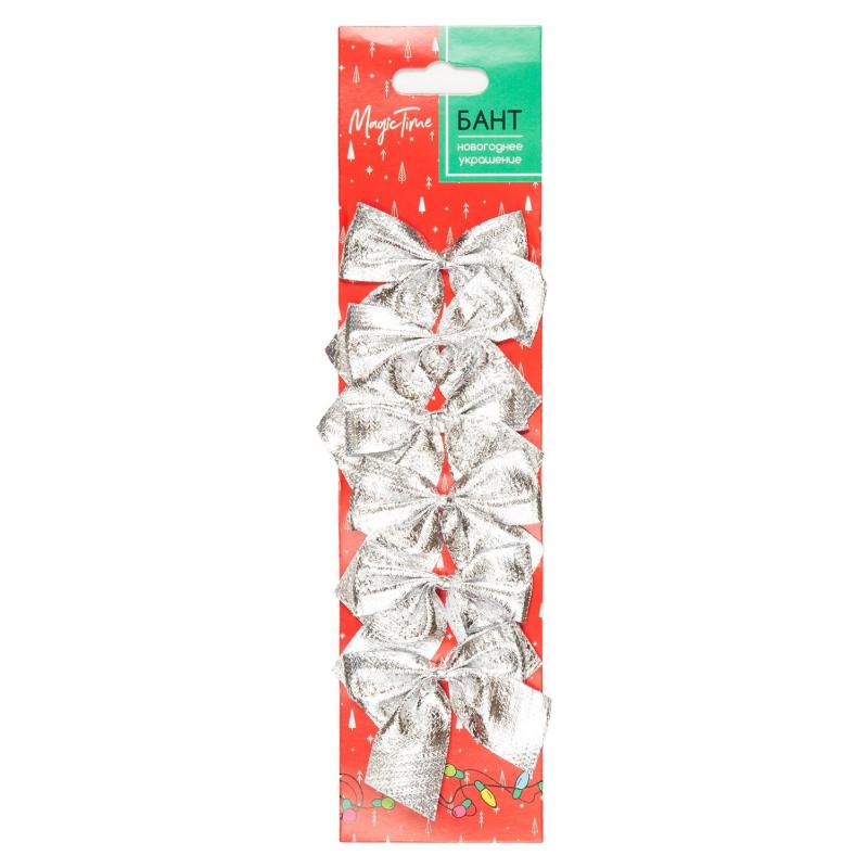 Украшение декоративное БАНТ Мерцание серебра наб 6 шт 5х5x0,01см 90830
