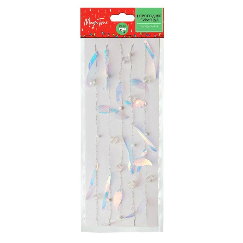 Гирлянда новогодняя Листики и палочки на проволоке 120x1x1см арт.86401