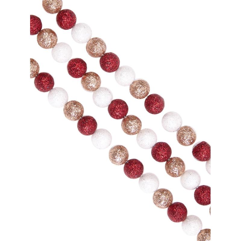 Гирлянда новогодняя Маленькие блестящие шарики кр/бел/зол 170x1,5см 89527