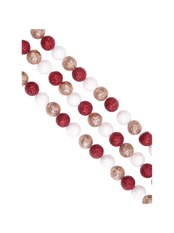 Гирлянда новогодняя Маленькие блестящие шарики кр/бел/зол 170x1,5см 89527