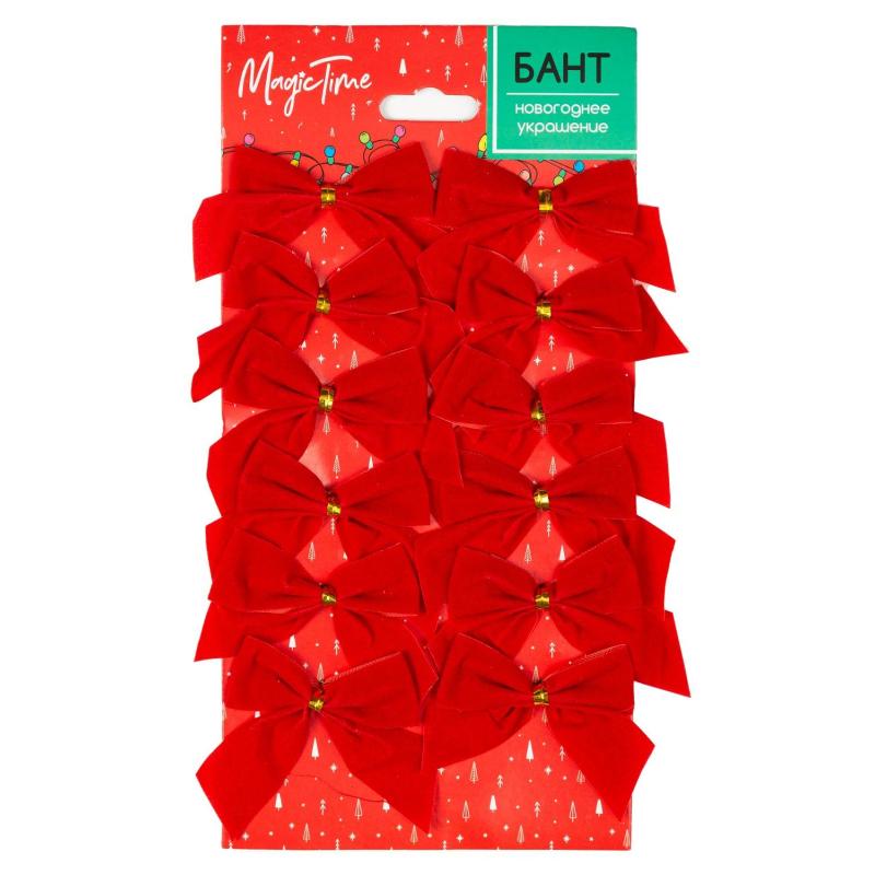 Украшение декоративное БАНТ Красный  наб 12шт 5х5x0,01см 90834