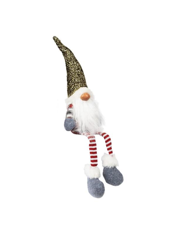 Игрушка декоративная мягконабивная Гном, золот/красн/бел 11x6,5x45 89623