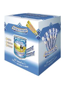 Молоко сгущенное Алексеевское цельное с сахаром 8,5% стик 7гx100шт/уп
