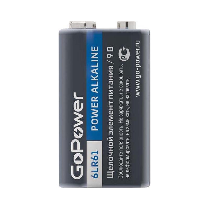 Батарейка GoPower Крона 6LR61 BL1 Alkaline 9V (1/10/240) 1шт