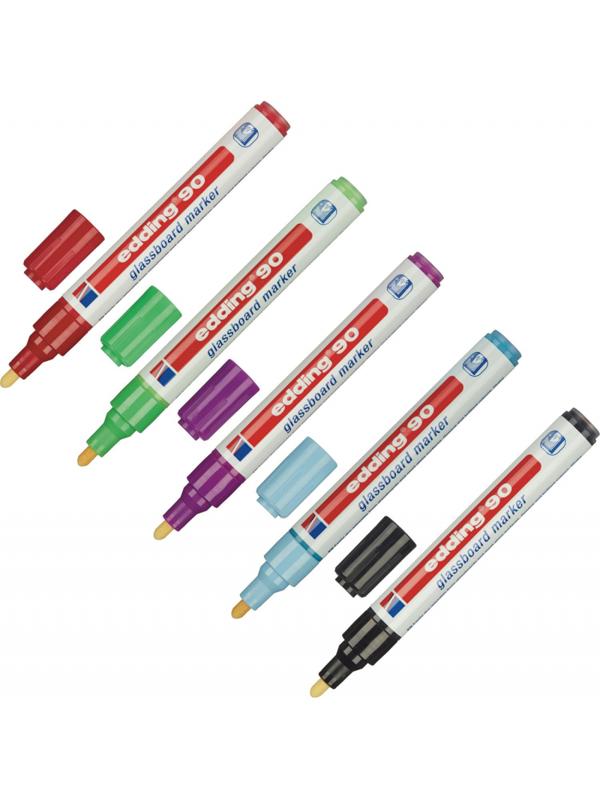 Набор маркеров для стекл досок 90, 5 цветов, 2-3 мм, кругл нак. Пласт упак