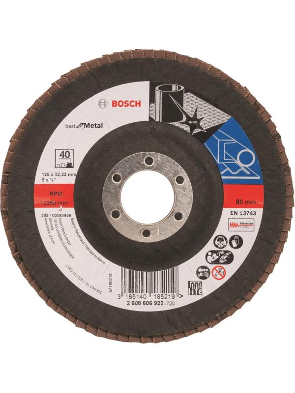 Круг лепестковый BOSCH X571 Best for Metal,d125х22.2мм,К40,КЛТ2(2608606922)