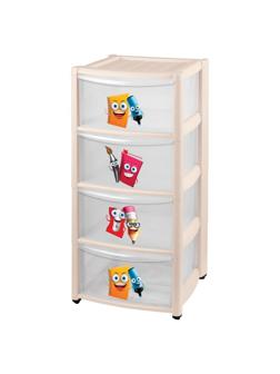 Комод детский на колёсах 4 ящика, бежевый