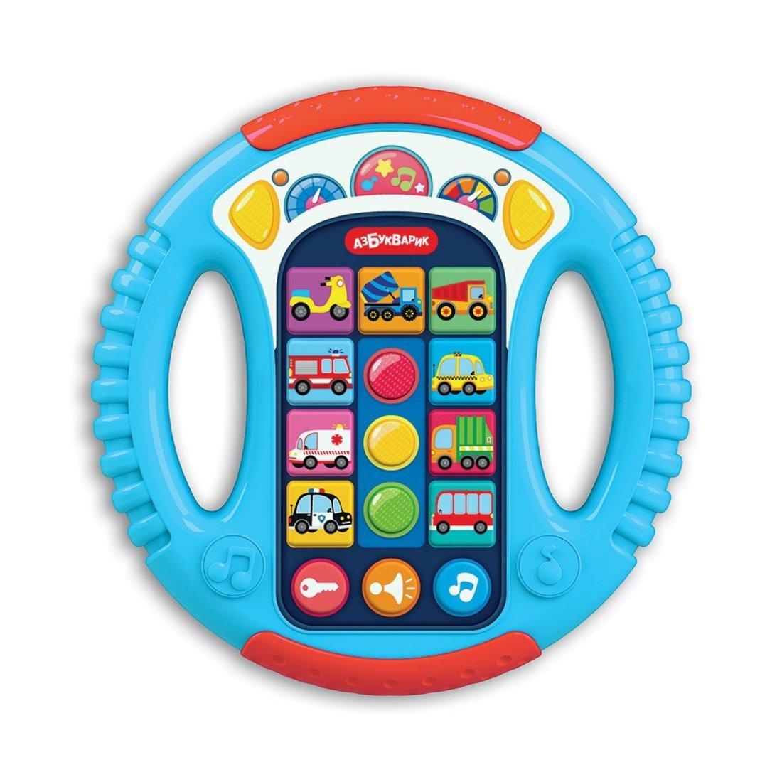 Руль музык. Весёлые машинки, голубой