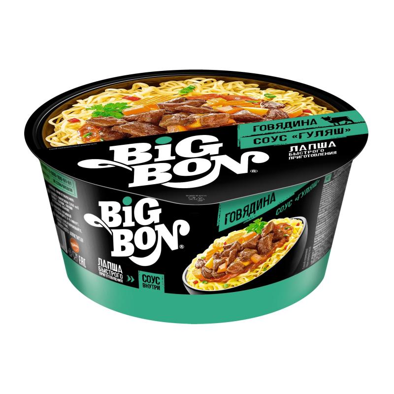 Лапша BigBon говядина + соус гуляш, 85гх24шт/уп
