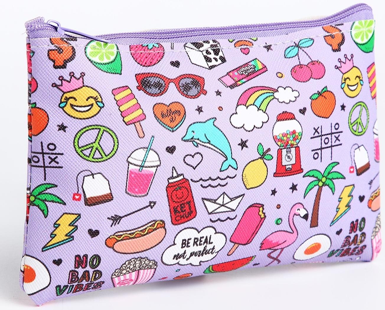 Косметичка на молнии, цвет сиреневый