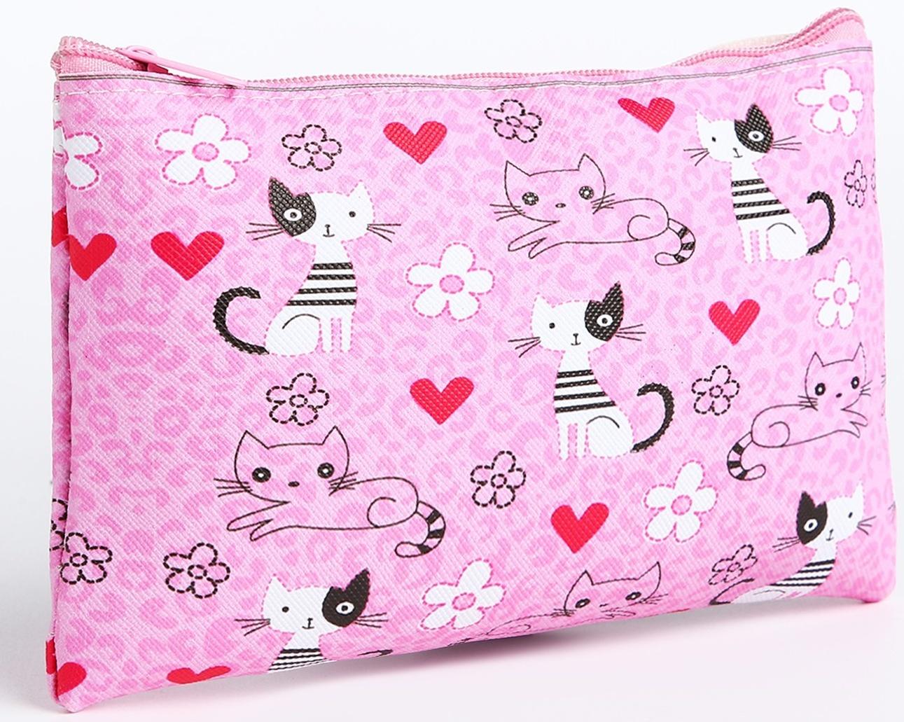 Косметичка на молнии, цвет розовый