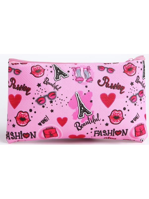 Косметичка на молнии, цвет розовый