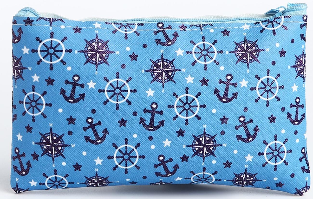 Косметичка на молнии, цвет голубой