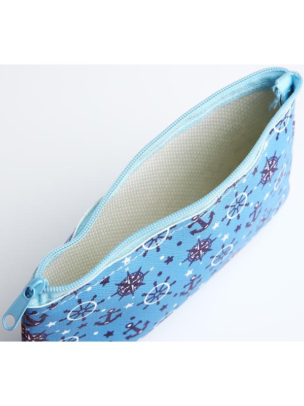 Косметичка на молнии, цвет голубой