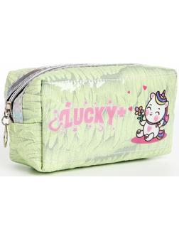 Косметичка на молнии, цвет зелёный