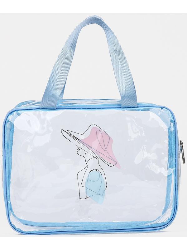 Косметичка на молнии, цвет голубой