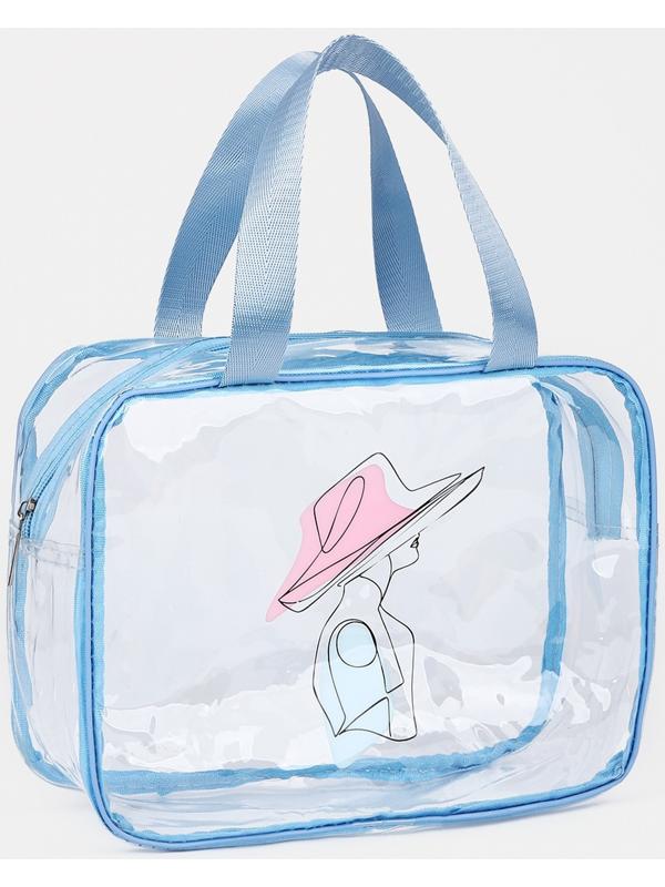 Косметичка на молнии, цвет голубой