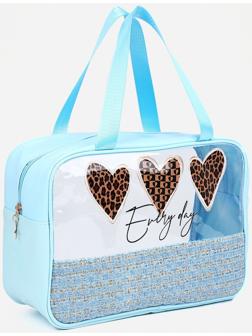 Косметичка на молнии, цвет голубой