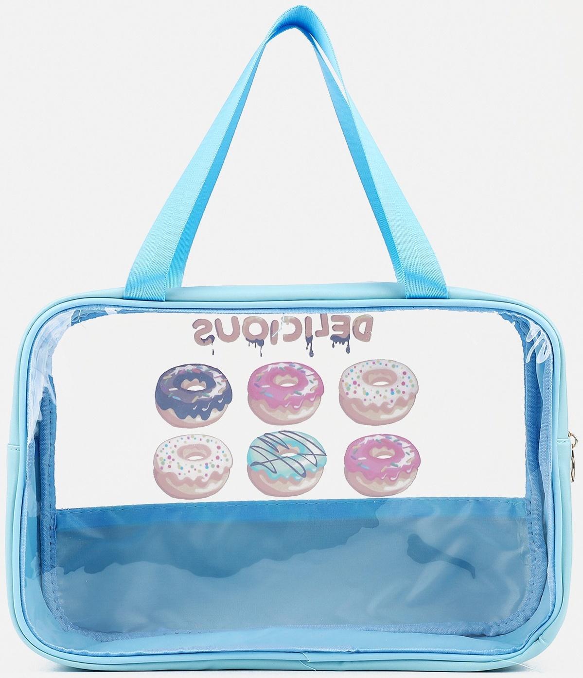 Косметичка на молнии, цвет голубой