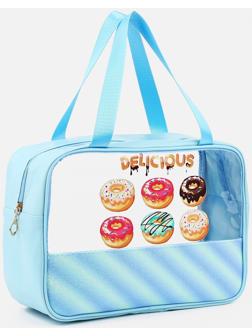 Косметичка на молнии, цвет голубой