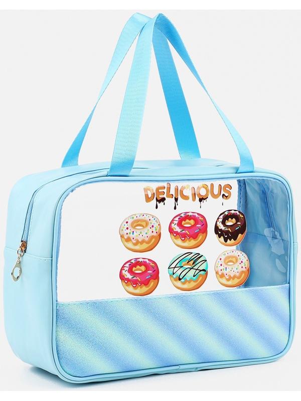 Косметичка на молнии, цвет голубой