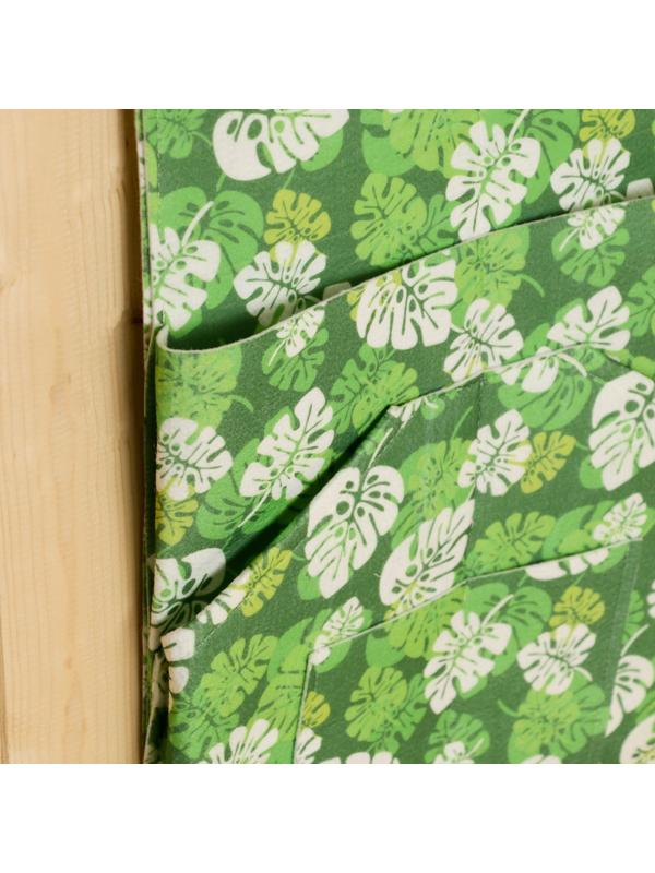 Настенный подвесной органайзер на люверсах 8 отделений, принт зеленые листья, 62х30 см, войл