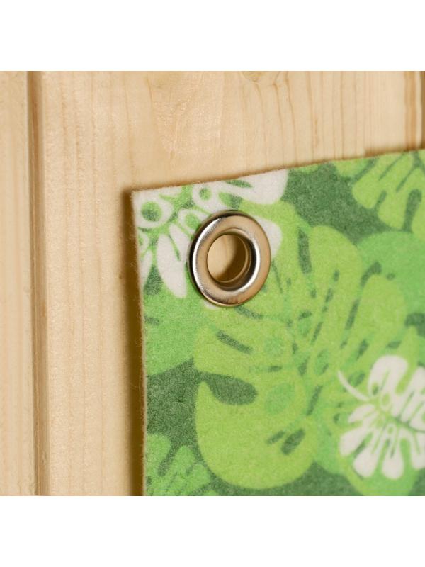 Настенный подвесной органайзер на люверсах 8 отделений, принт зеленые листья, 62х30 см, войл