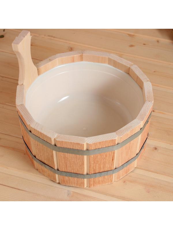 Шайка- ушат из липы, 4 л, пластиковая вставка Старая Русь