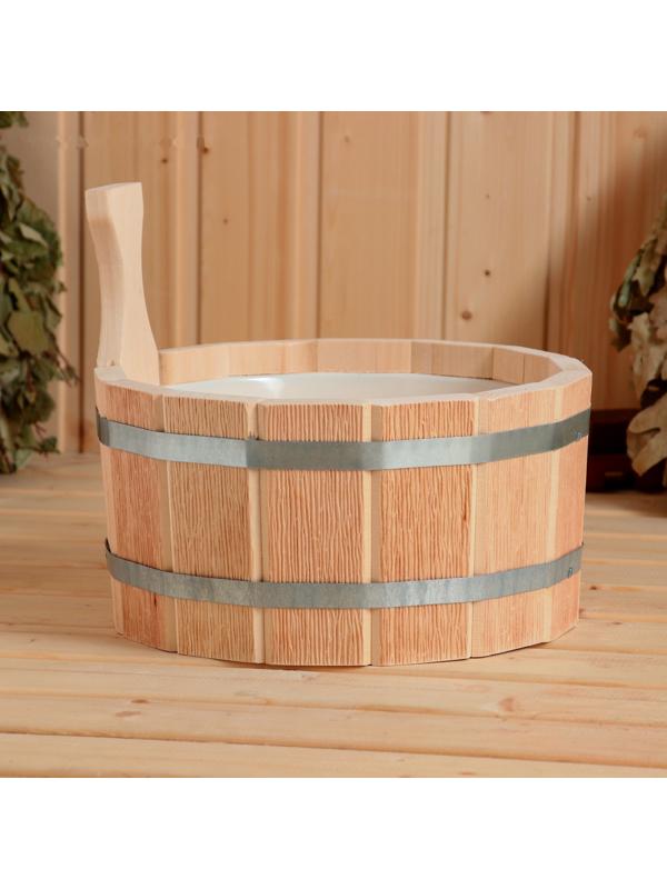 Шайка- ушат из липы, 4 л, пластиковая вставка Старая Русь