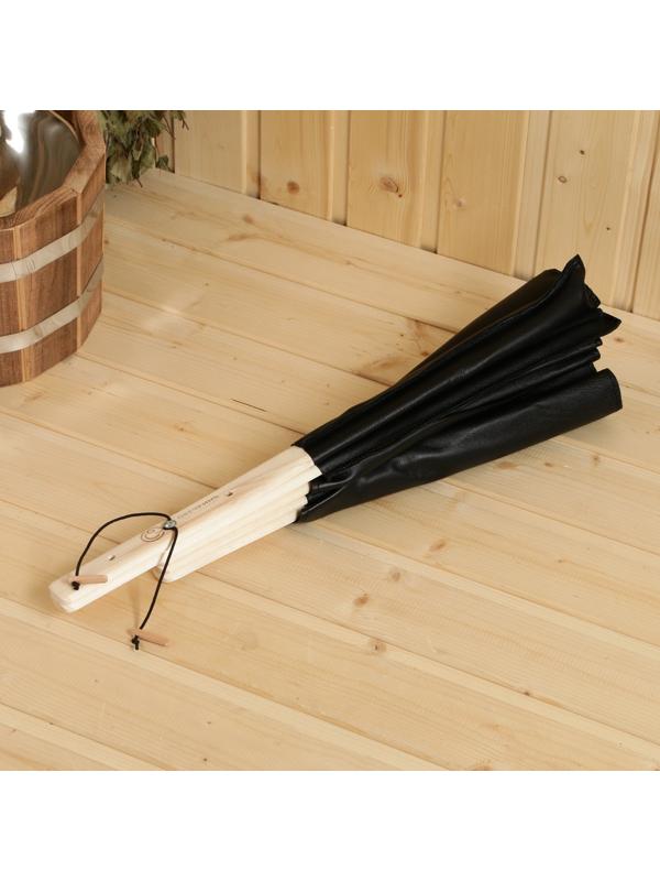 Веер банный для разгона пара черный, кожа