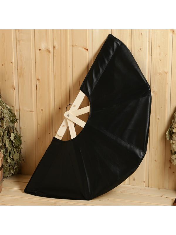 Веер банный для разгона пара черный, кожа