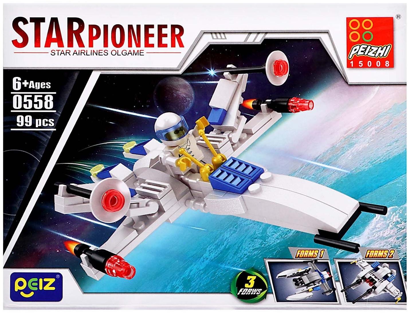 Конструктор Космос «Звездолёт», 3 в 1, 99 деталей