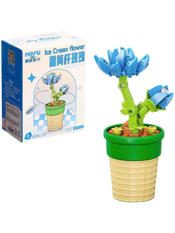 Конструктор Цветы «Голубики в горшочке», 68 деталей