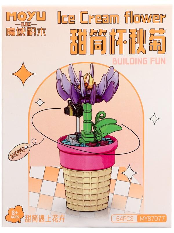 Конструктор Цветы «Гвоздика в горшочке с пчёлкой», 64 детали