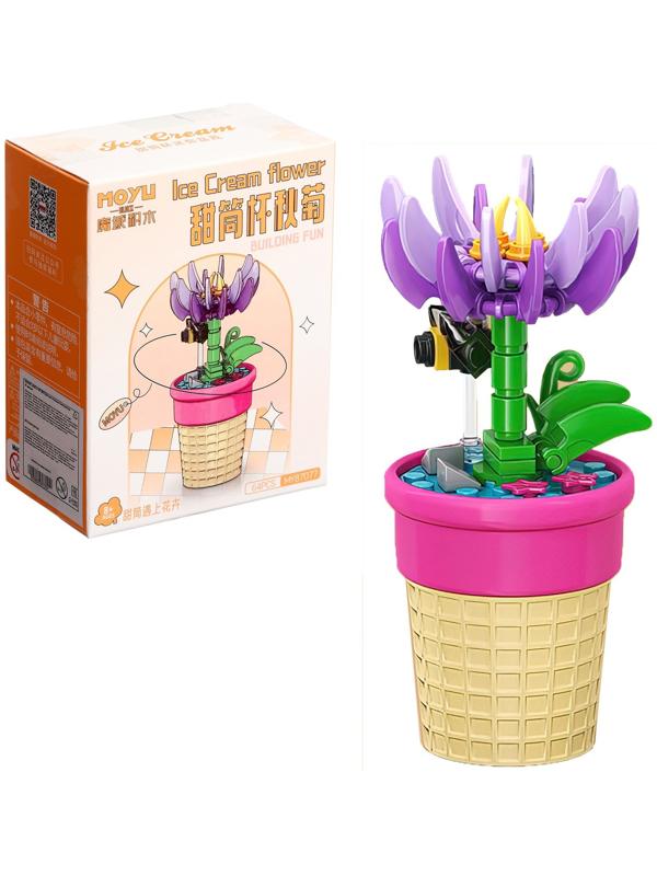 Конструктор Цветы «Гвоздика в горшочке с пчёлкой», 64 детали