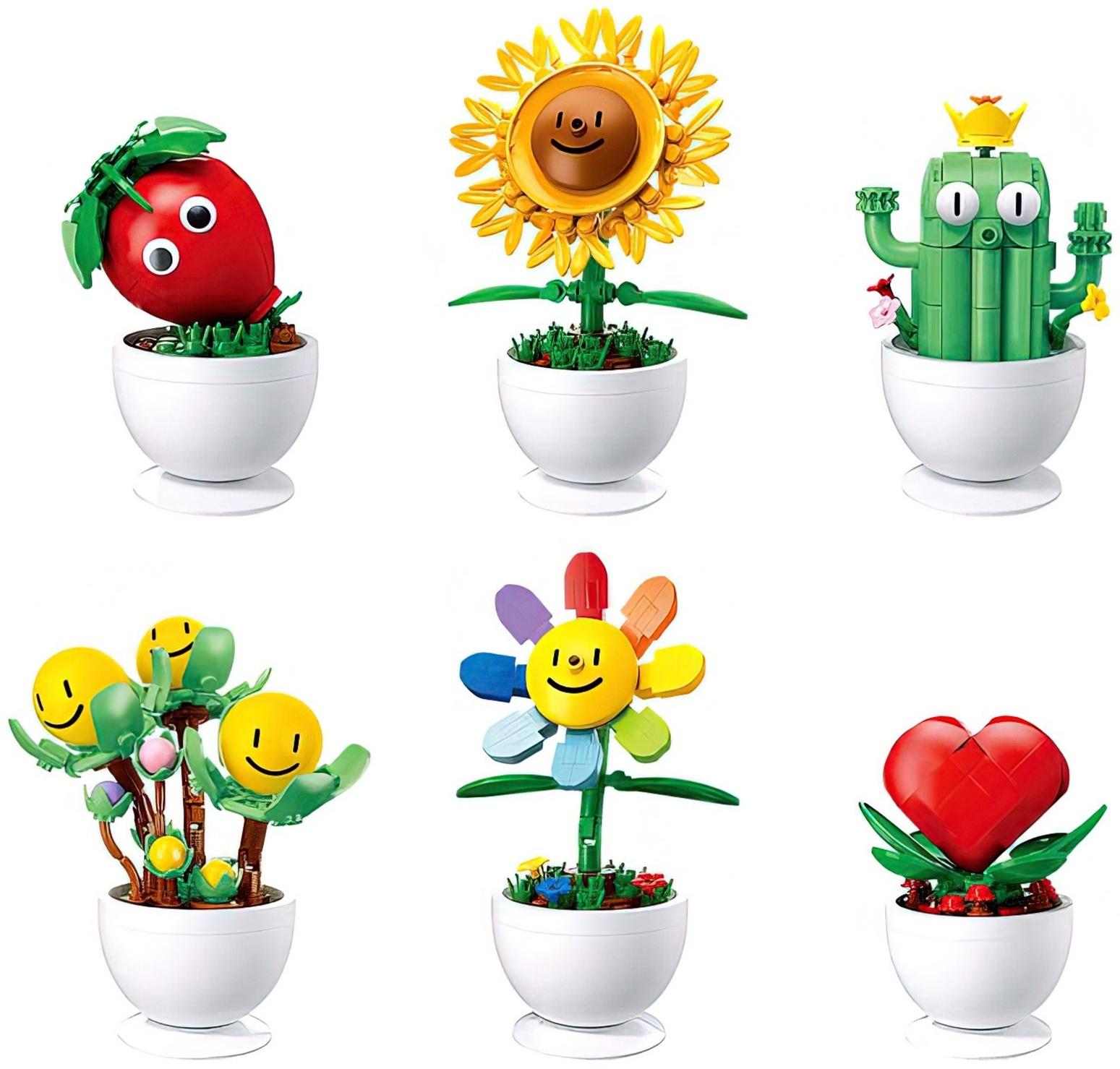 Конструктор «Цветы в горшочке», 6 видов, МИКС