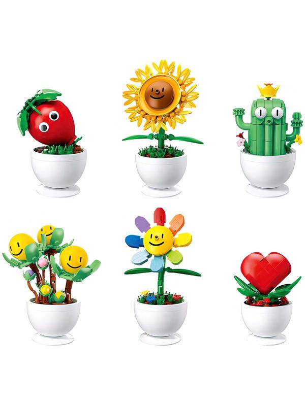 Конструктор «Цветы в горшочке», 6 видов, МИКС