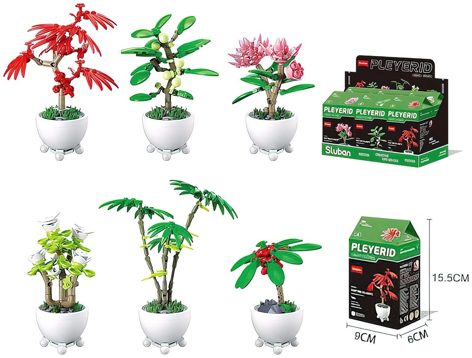 Конструктор «Цветы в горшочке», 6 видов, МИКС