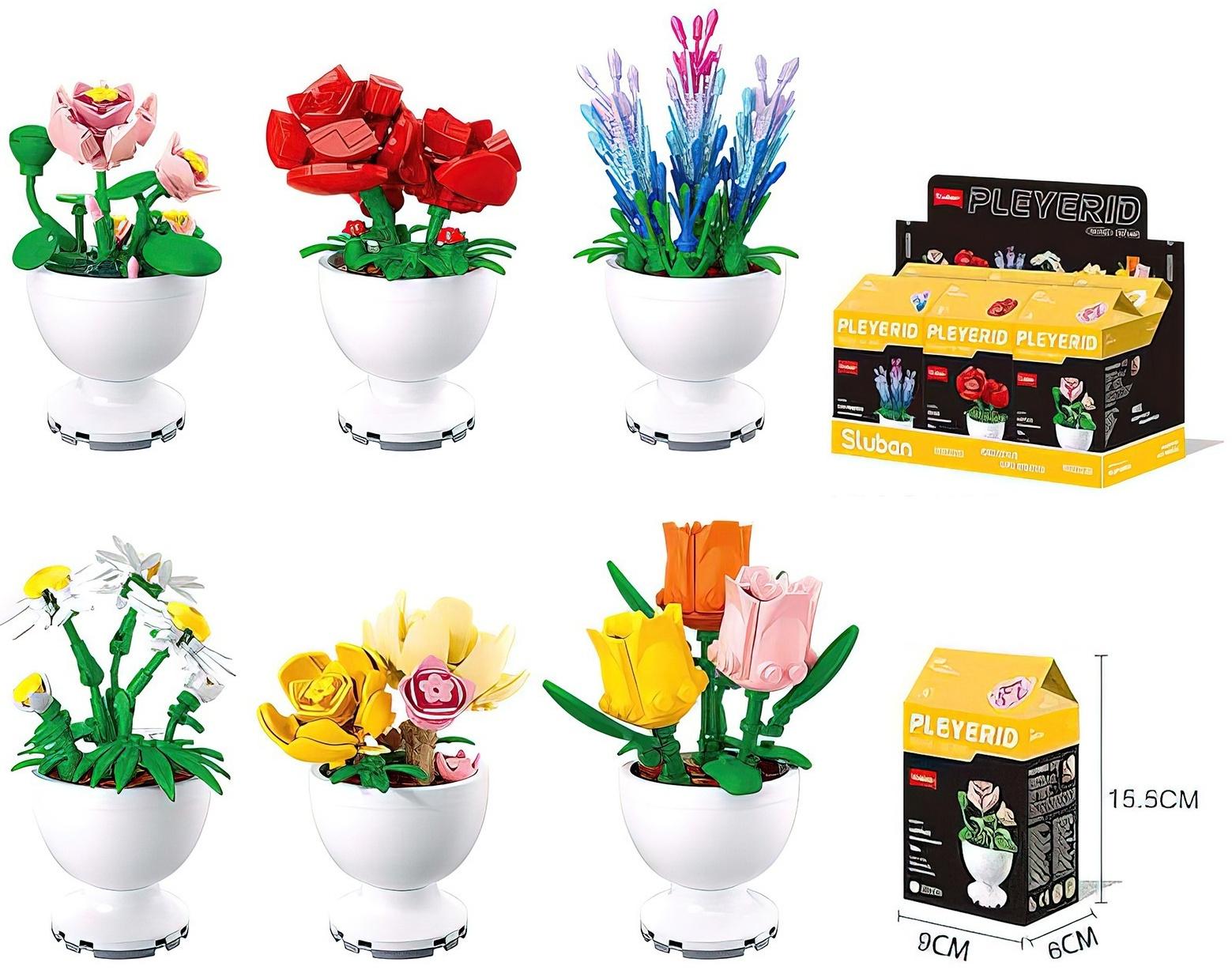Конструктор «Цветы в горшочке», 6 видов, МИКС