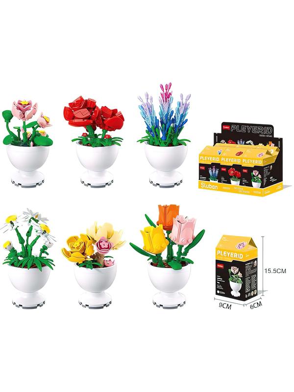 Конструктор «Цветы в горшочке», 6 видов, МИКС