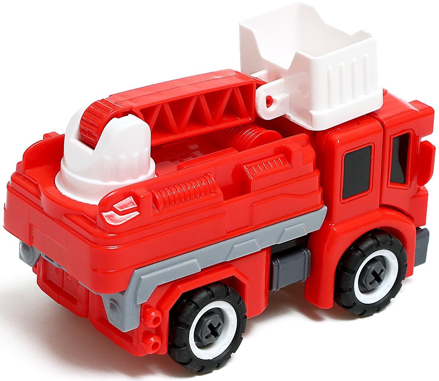 Конструктор винтовой «Пожарная», 2 в 1 робот-машина