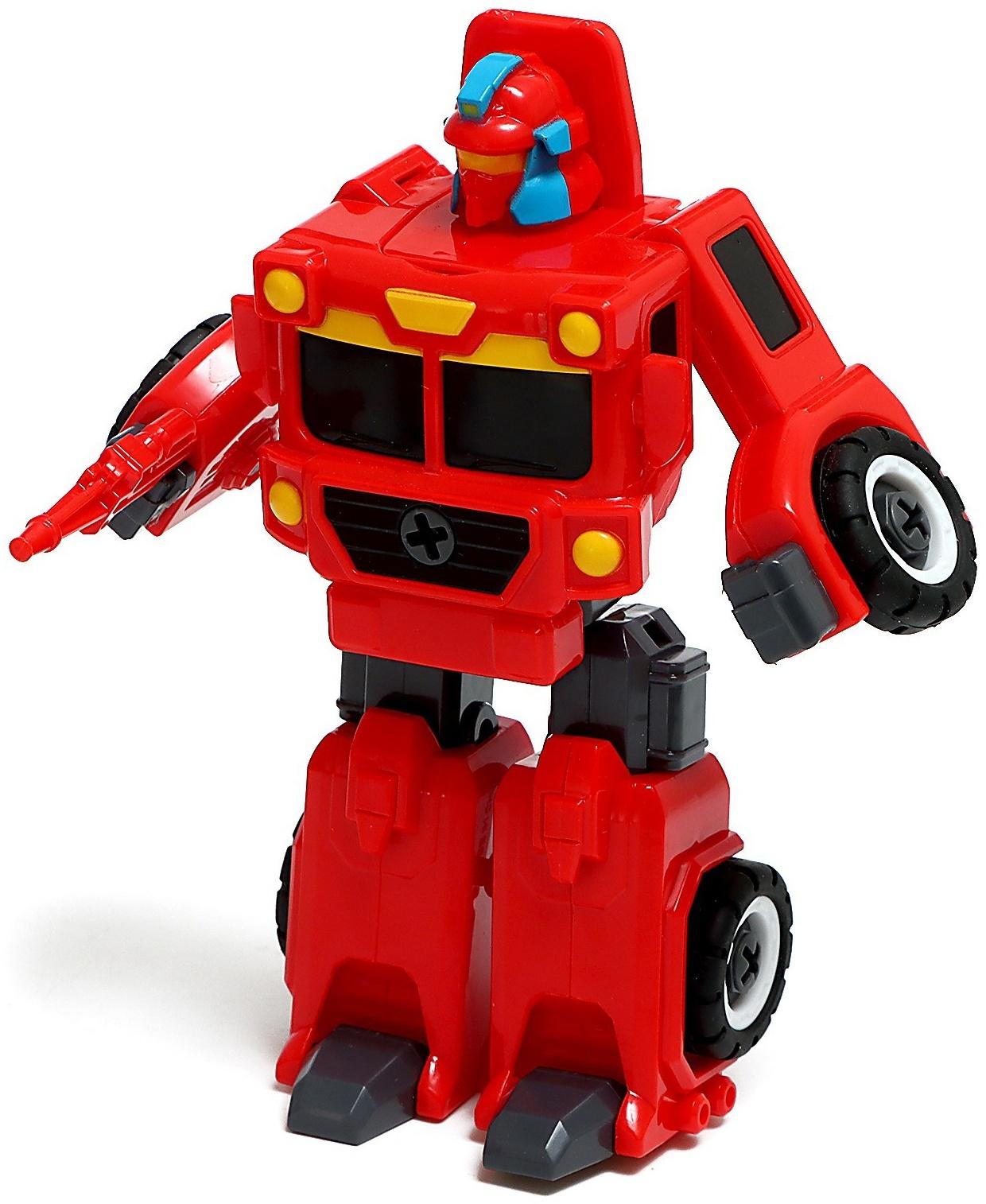 Конструктор винтовой «Пожарная», 2 в 1 робот-машина