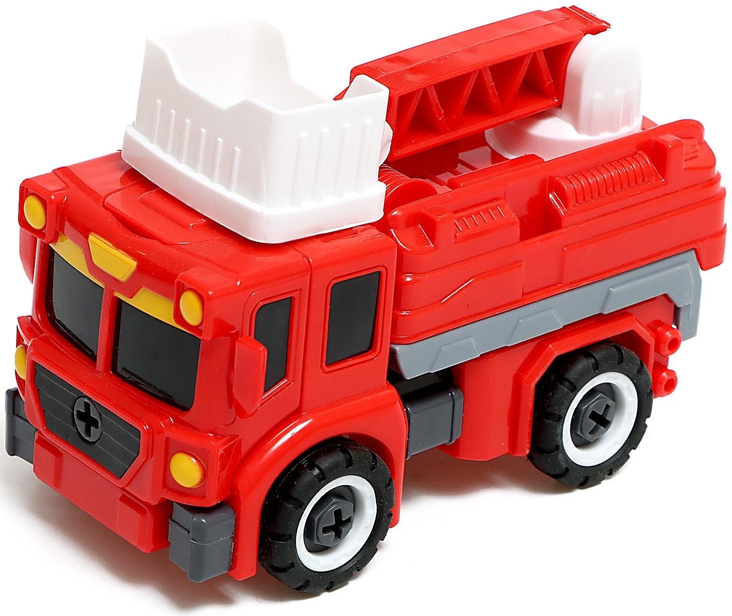 Конструктор винтовой «Пожарная», 2 в 1 робот-машина