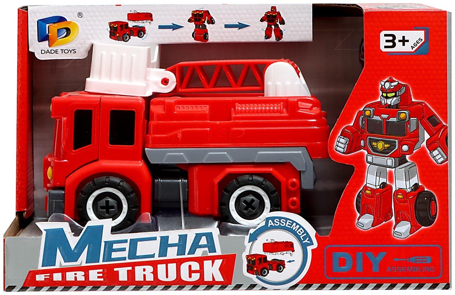 Конструктор винтовой «Пожарная», 2 в 1 робот-машина